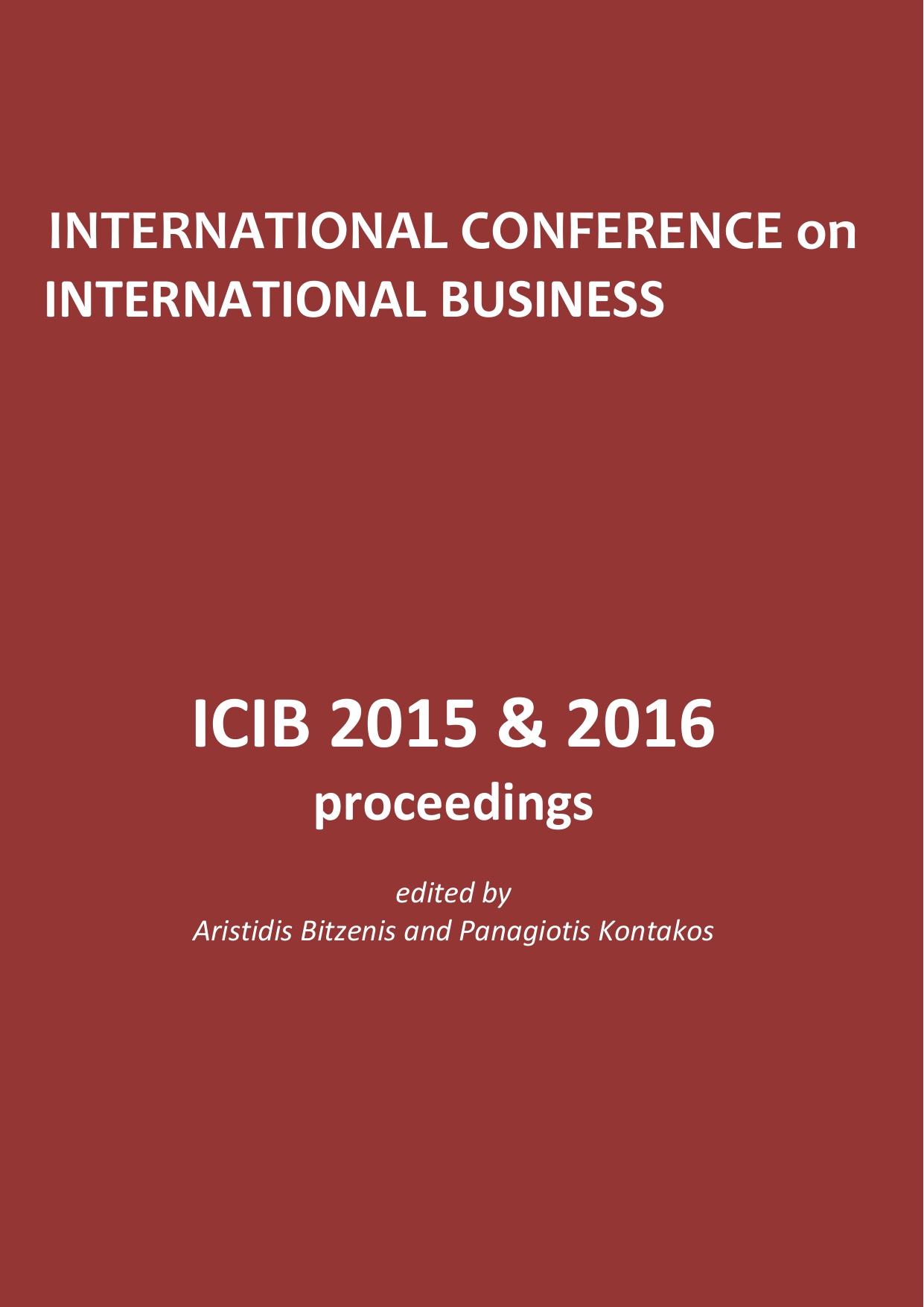 Cover page of the ICIB 2015 and 2016 proceedings